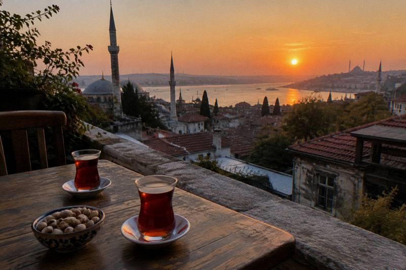Lost in GRAND Bazaar, Found in Süleymaniye Sunset(Roof Top Tea Tasting Bosporus View)